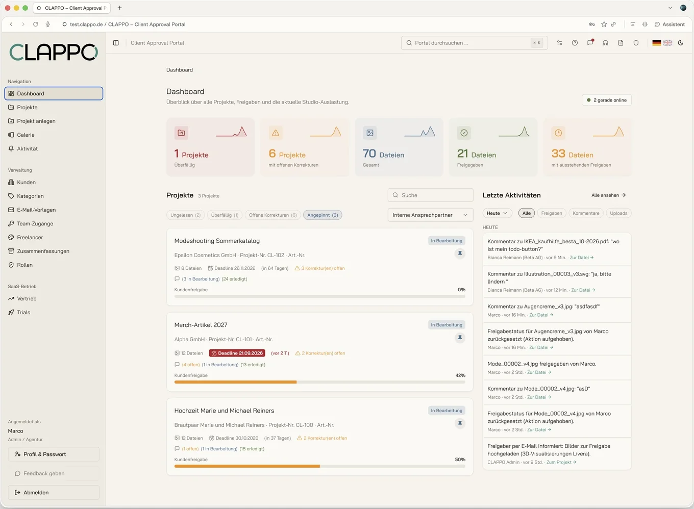 CLAPPO dashboard